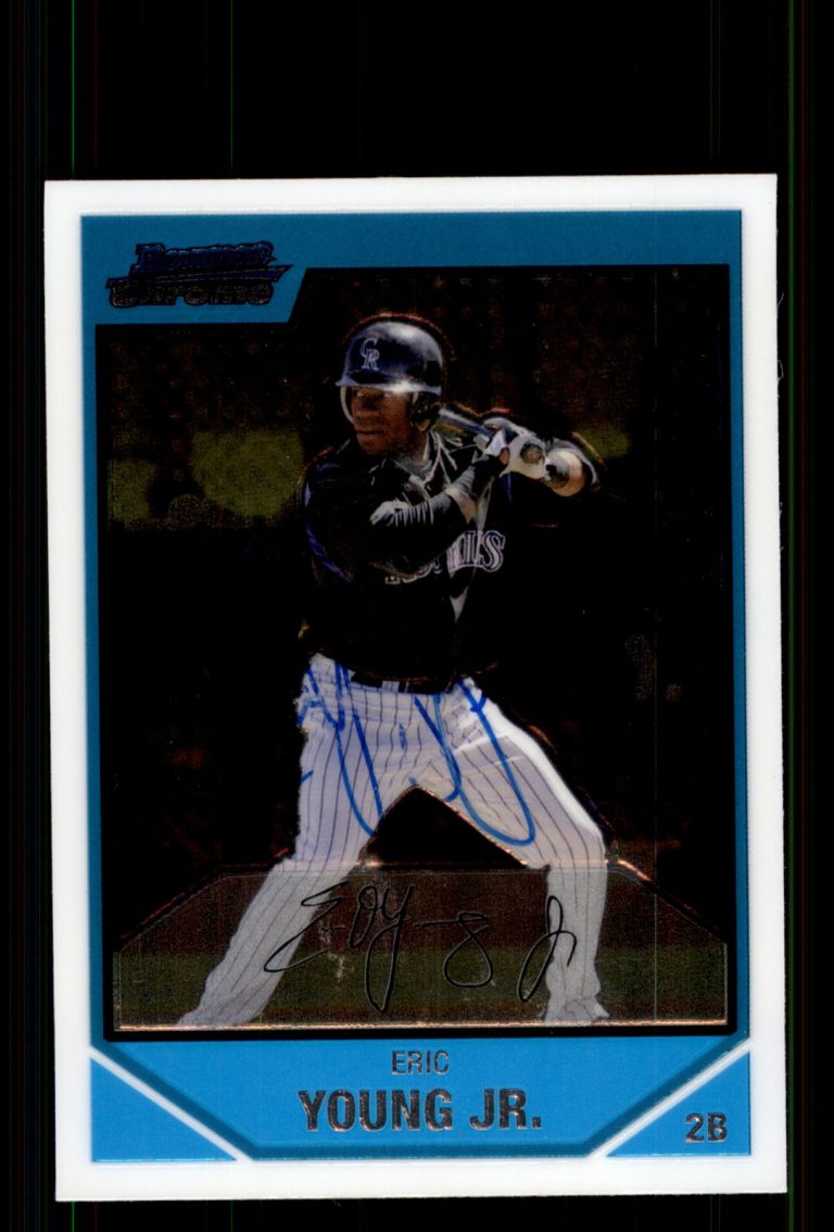 Signed Baseball Card Auto Eric Young Jr. 2007 Bowman Chrome #BC120 Rockies