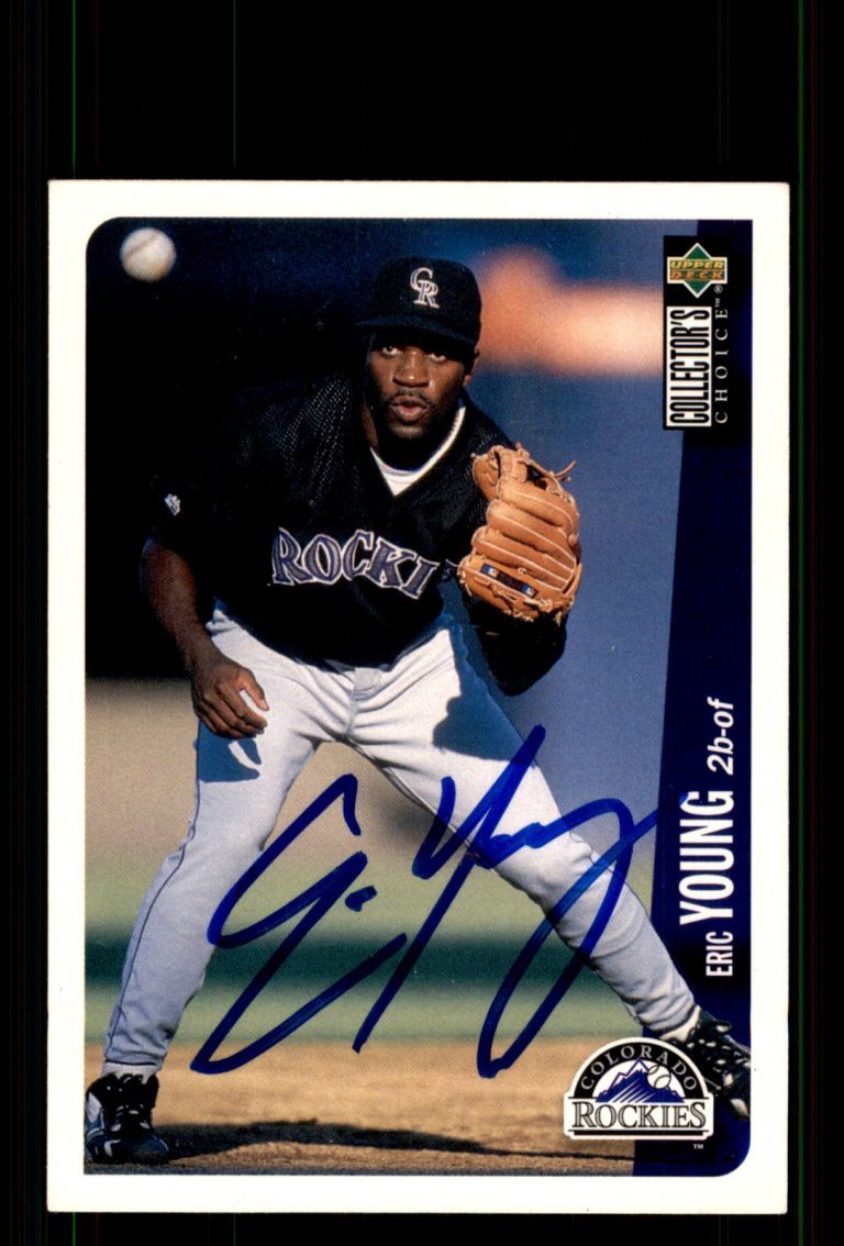 Signed Baseball Card Auto Eric Young 1996 Collector's Choice #128 Rockies