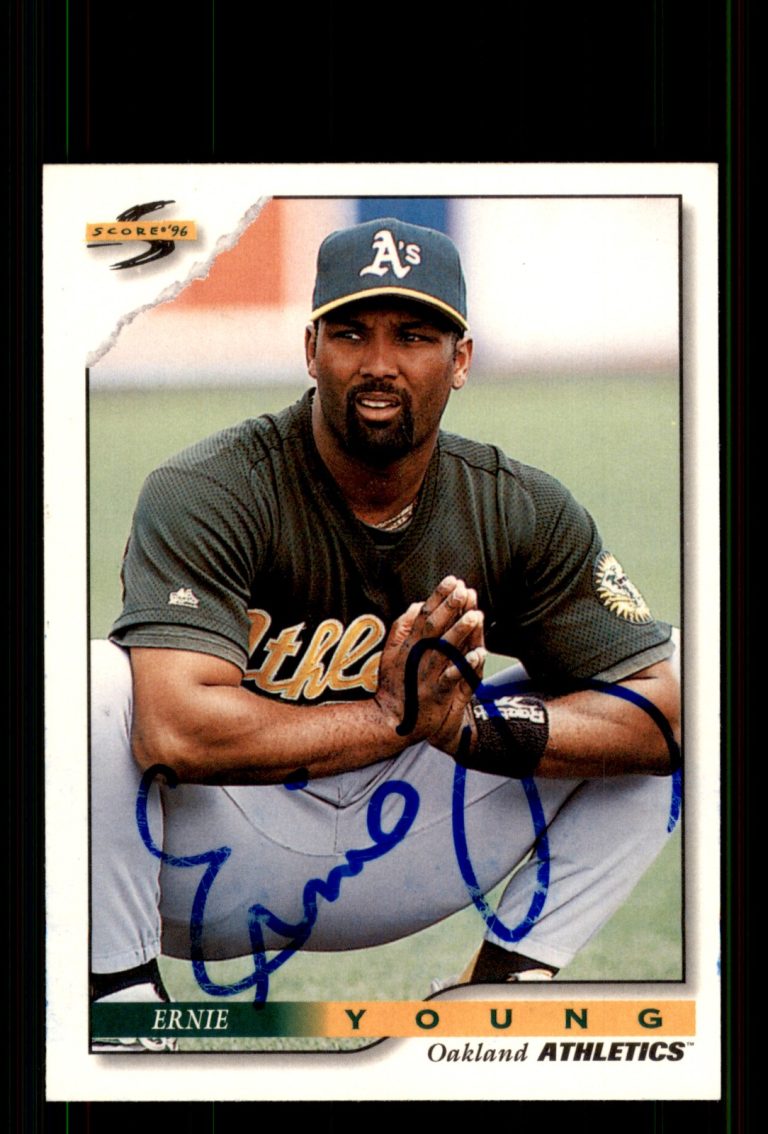 Signed Baseball Card Auto Ernie Young 1996 Score #455 Oakland Athletics