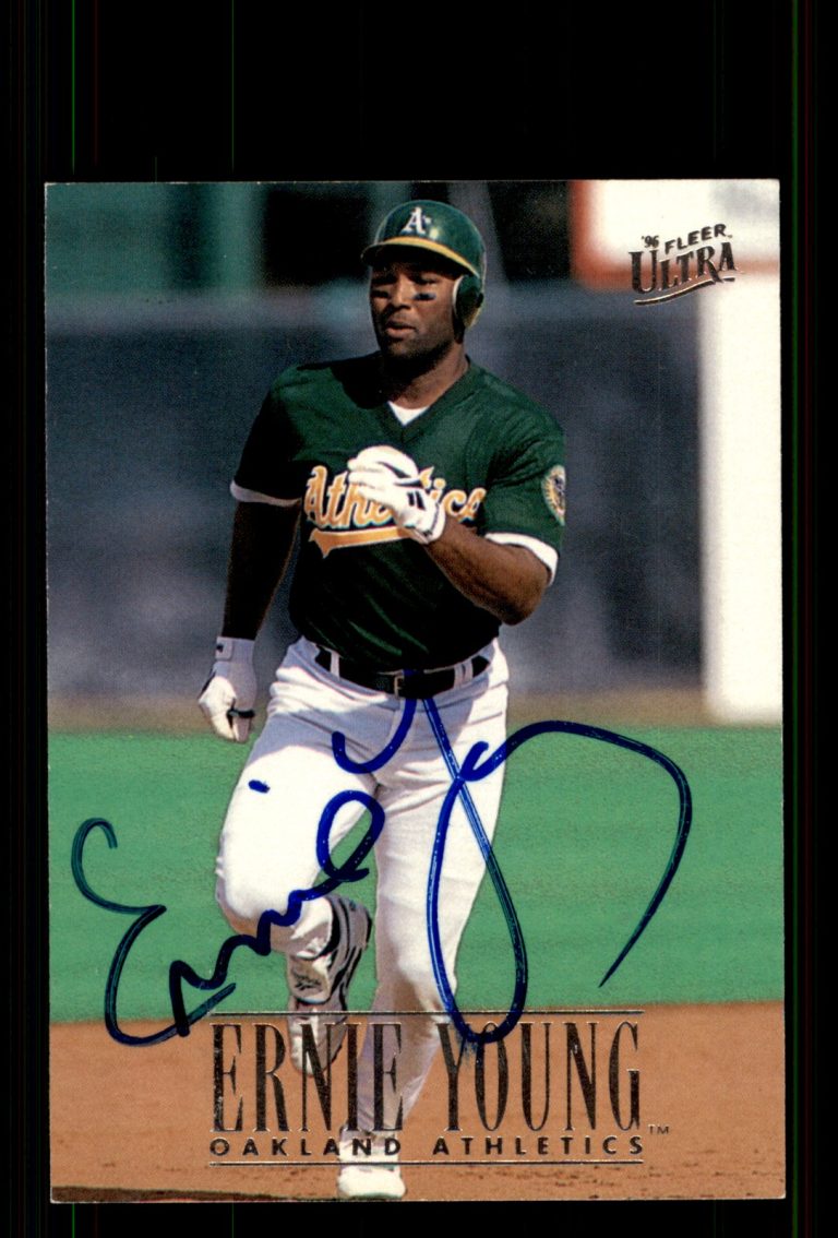 Signed Baseball Card Auto Ernie Young 1996 Ultra #406 Oakland Athletics