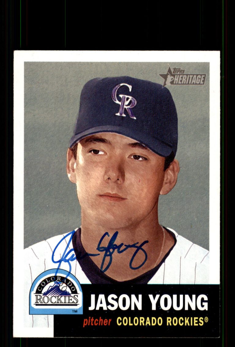 Signed Baseball Card Auto Jason Young 2002 Topps Heritage #79 Colorado Rockies