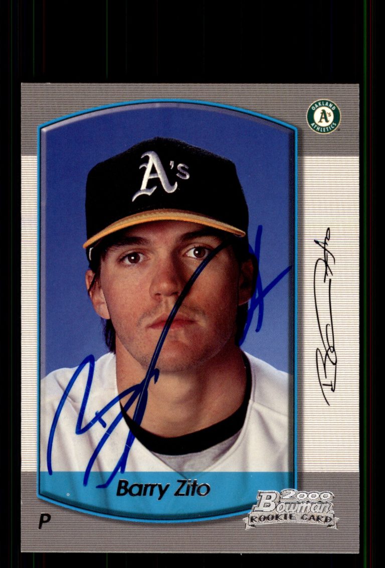 Signed Baseball Card Auto Barry Zito 2000 Bowman #419 Oakland Athletics