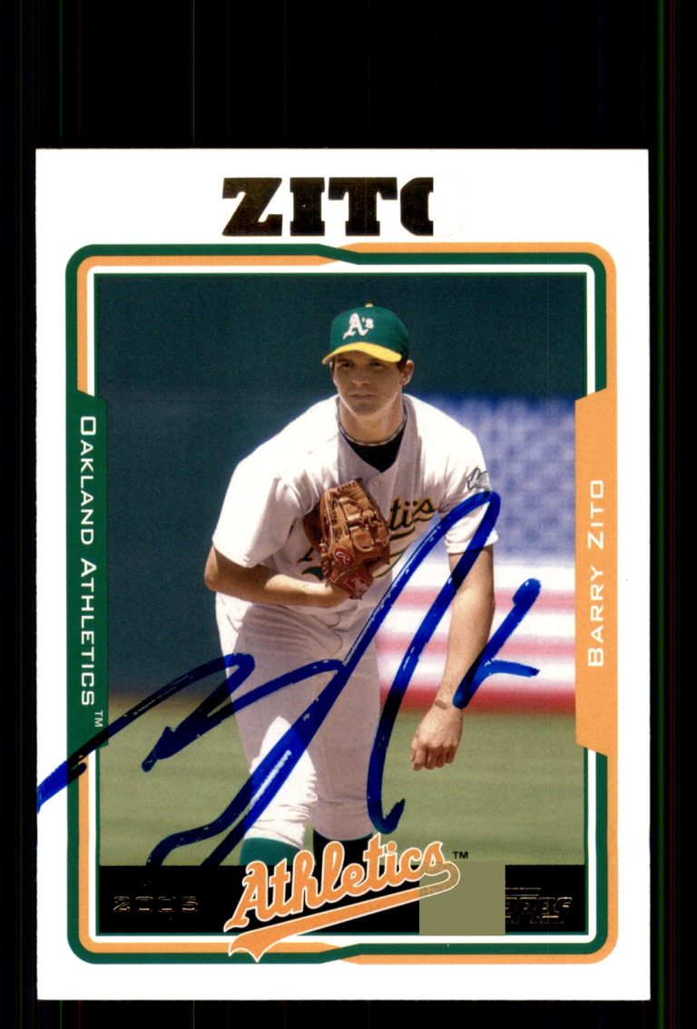 Signed Baseball Card Auto Barry Zito 2005 Topps #77 Oakland Athletics