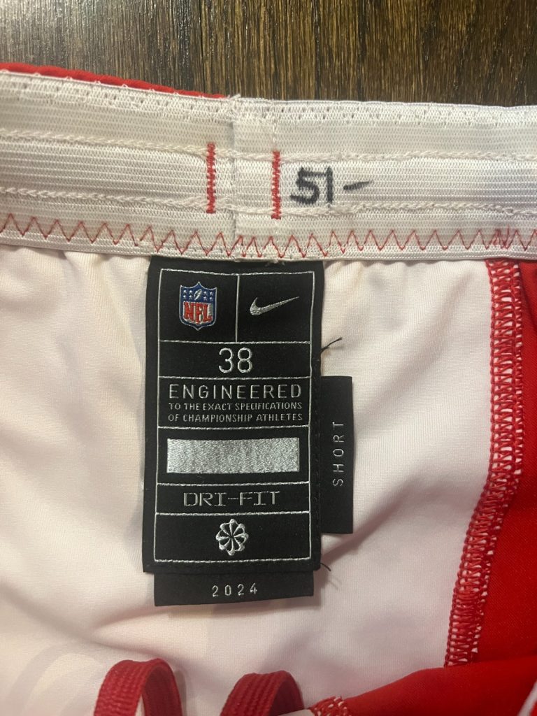 GAME USED ? ISSUED KANSAS CITY CHIEFS FOOTBALL PANTS RED 2024 Mike Danna