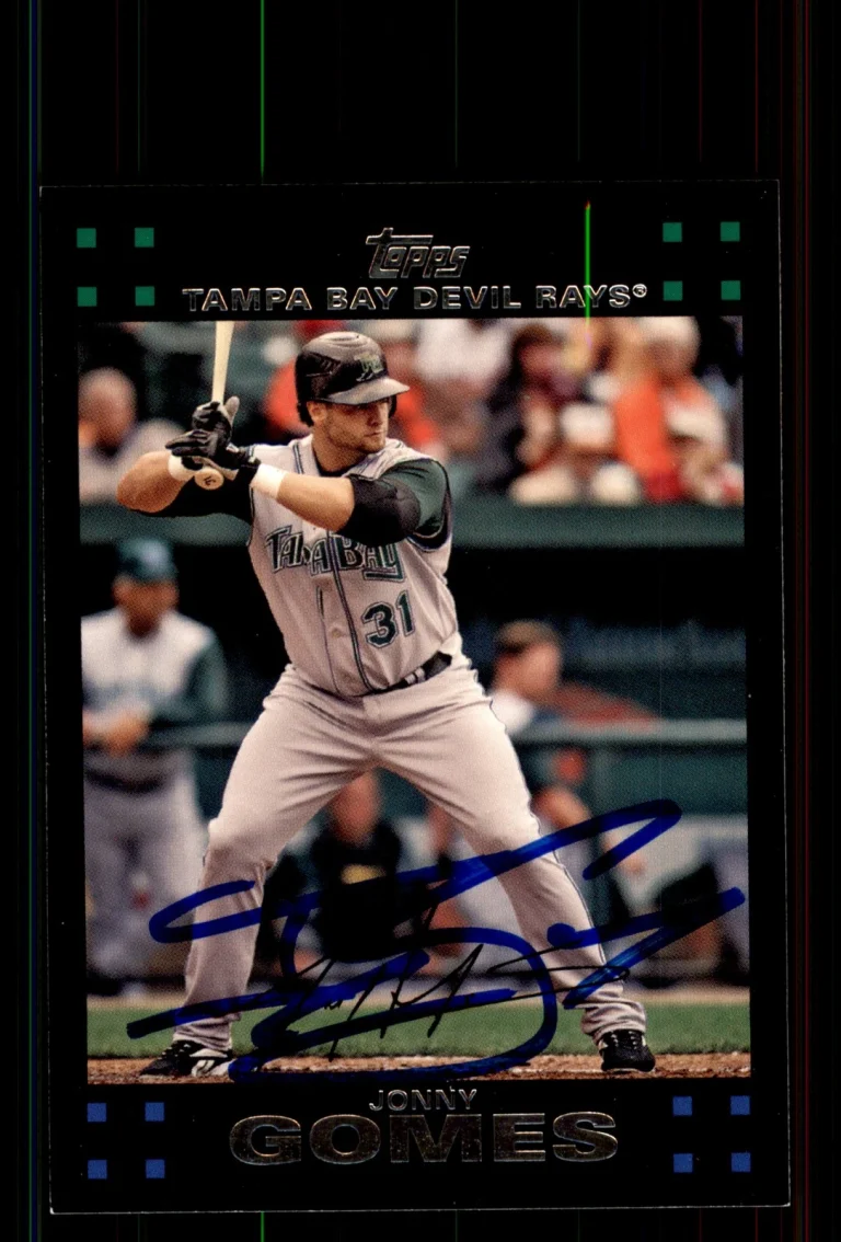 Signed Baseball Card Auto Jonny Gomes 2007 Topps #339 Tampa Bay Devil Rays