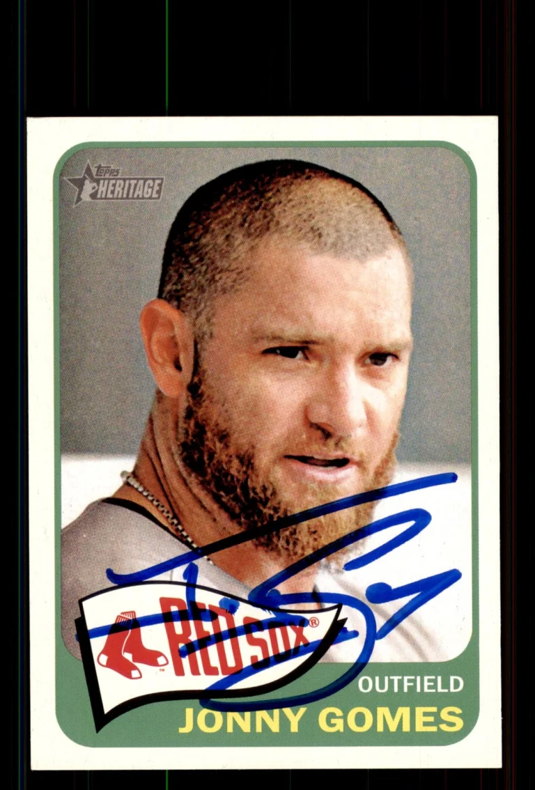Signed Baseball Card Auto Jonny Gomes 2014 Topps Heritage #234 Boston Red Sox