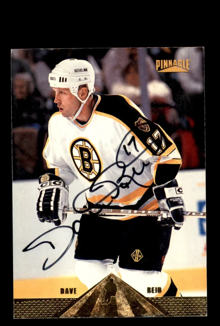 Signed Hockey Card Auto Dave Reid 1996-97 Pinnacle #182 Bruins / Stars