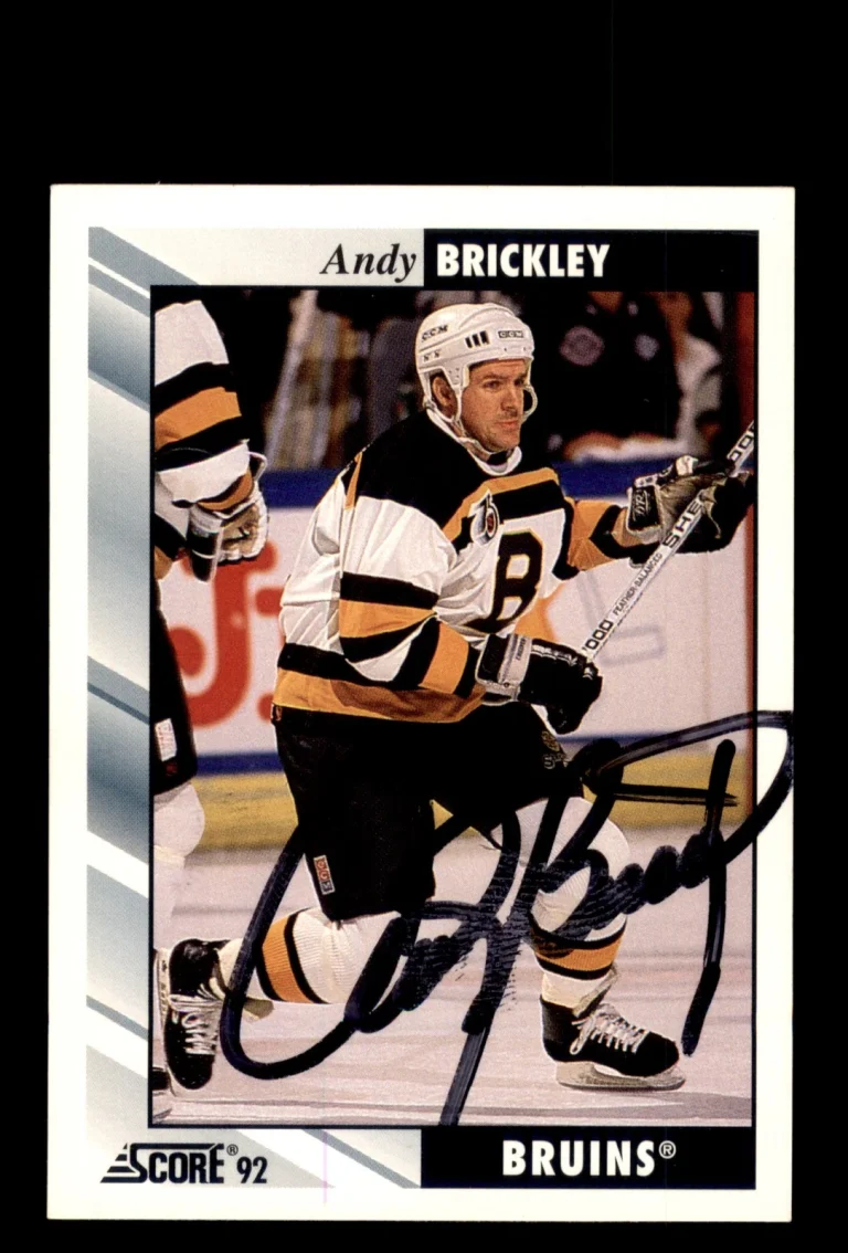 Signed Hockey Card Auto Andy Brickley 1992-93 Score #296 Boston Bruins