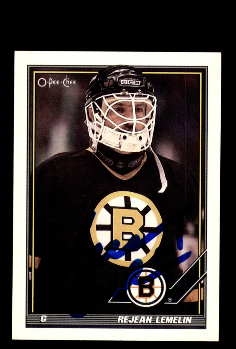 Signed Hockey Card Auto Rejean Lemelin 1991-92 O-Pee-Chee #497 Boston Bruins