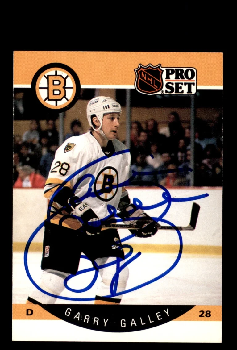 Signed Hockey Card Auto Garry Galley 1990-91 Pro Set #7a Boston Bruins