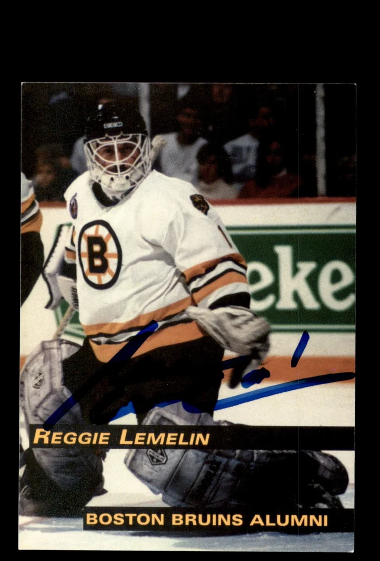Signed Hockey Card Auto Reggie Lemelin 1998-99 Boston Bruins Alumni #1 Bruins