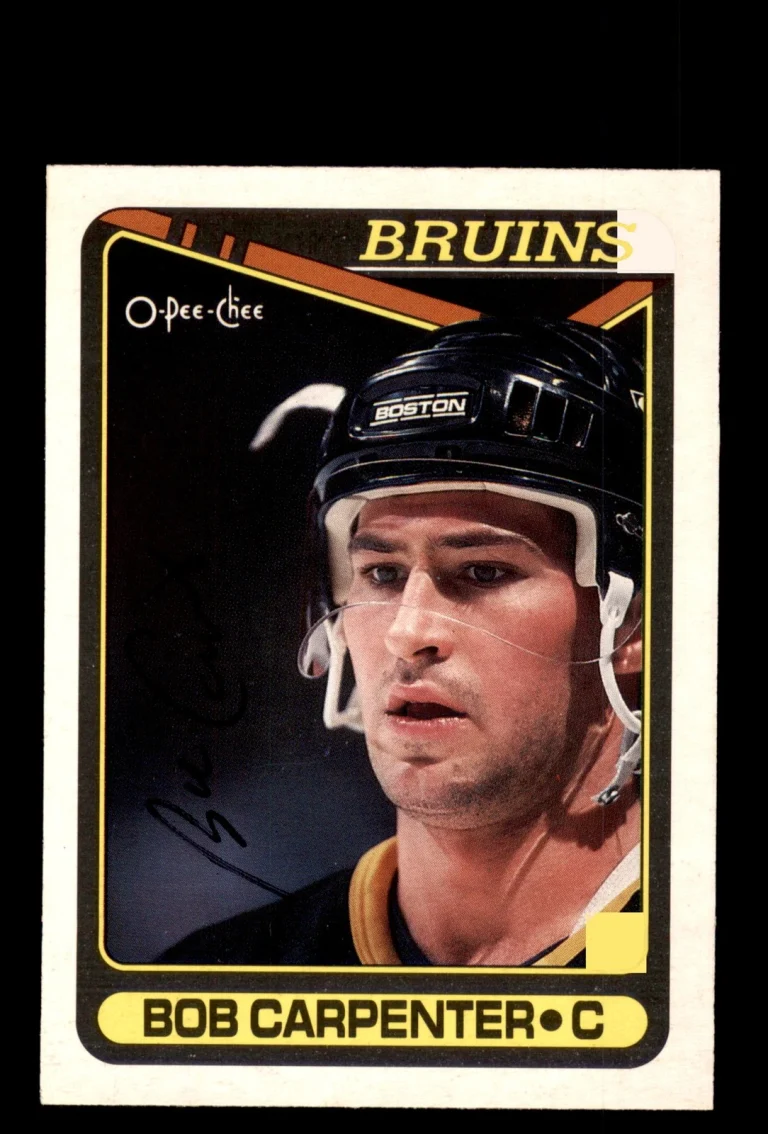 Signed Hockey Card Auto Bob Carpenter 1990-91 Topps #139 Boston Bruins