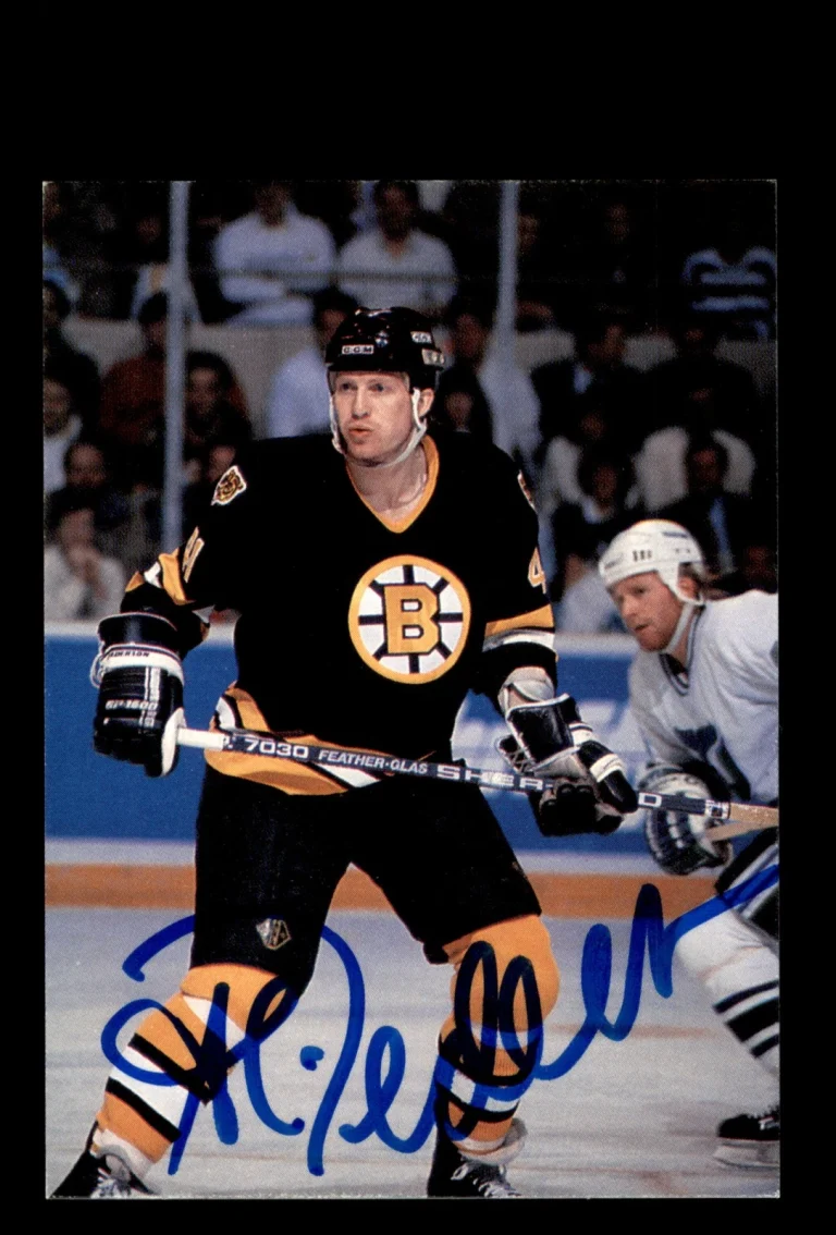 Signed Hockey Card Auto Allen Pedersen 1990-91 Sports Action Boston Bruins