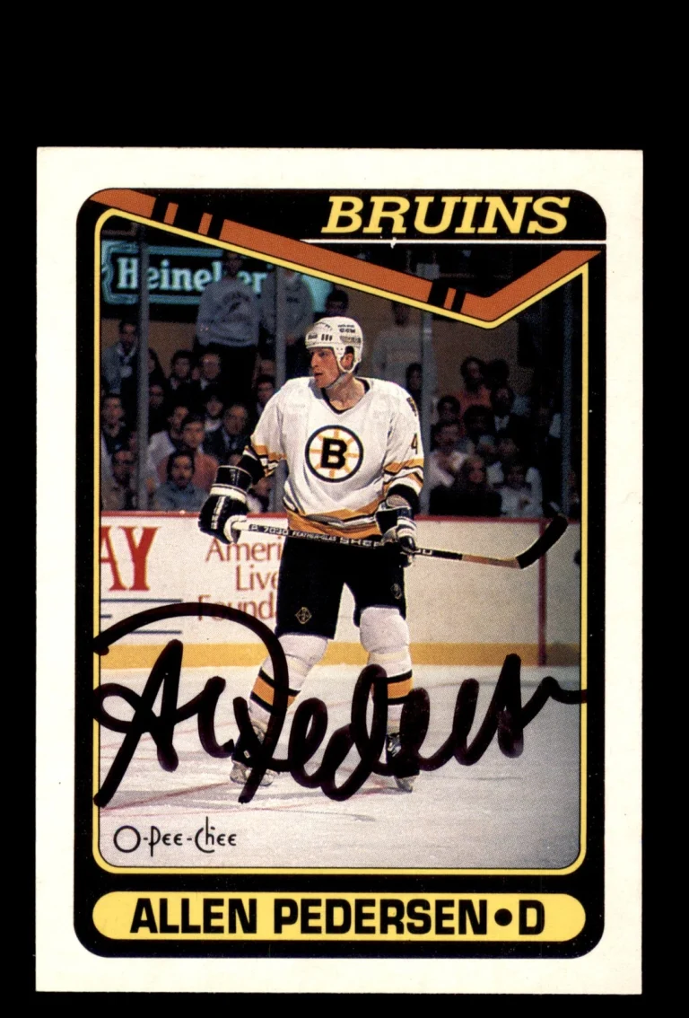 Signed Hockey Card Auto Allen Pedersen 1990-91 O-Pee-Chee #505 Boston Bruins
