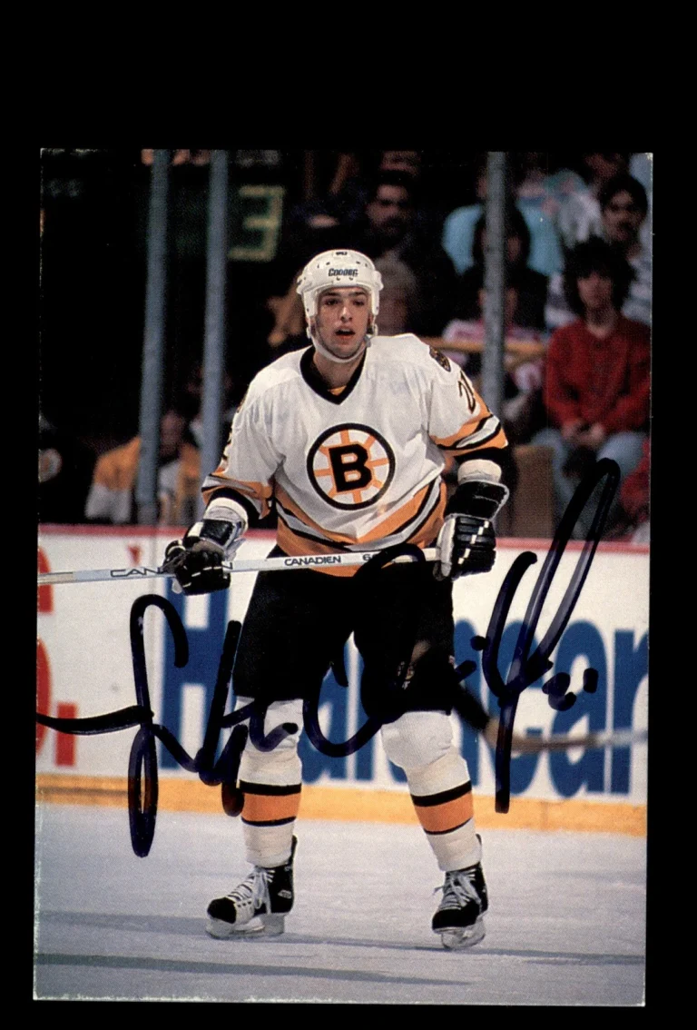 Signed Hockey Card Auto Stephane Quintal 1990-91 Sports Action Boston Bruins