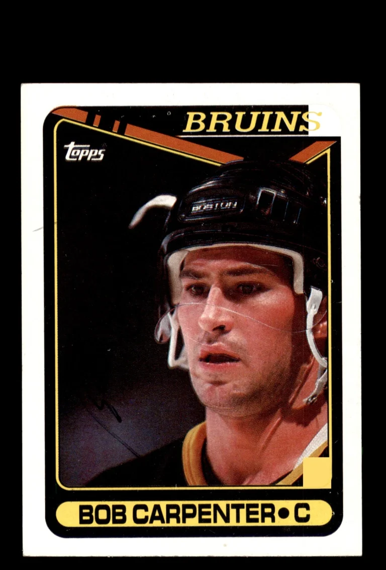 Signed Hockey Card Auto Bob Carpenter 1990-91 Topps #139 Boston Bruins