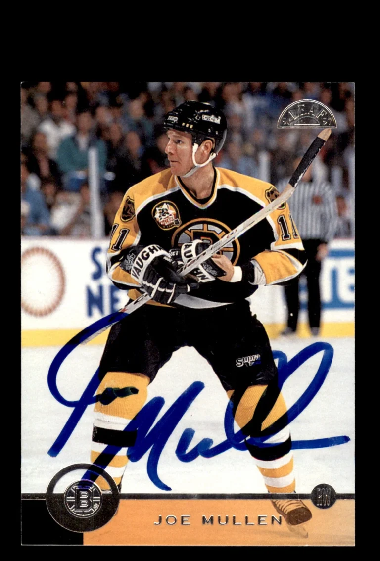Signed Hockey Card Auto Joe Mullen 1996-97 Leaf #14 Boston Bruins