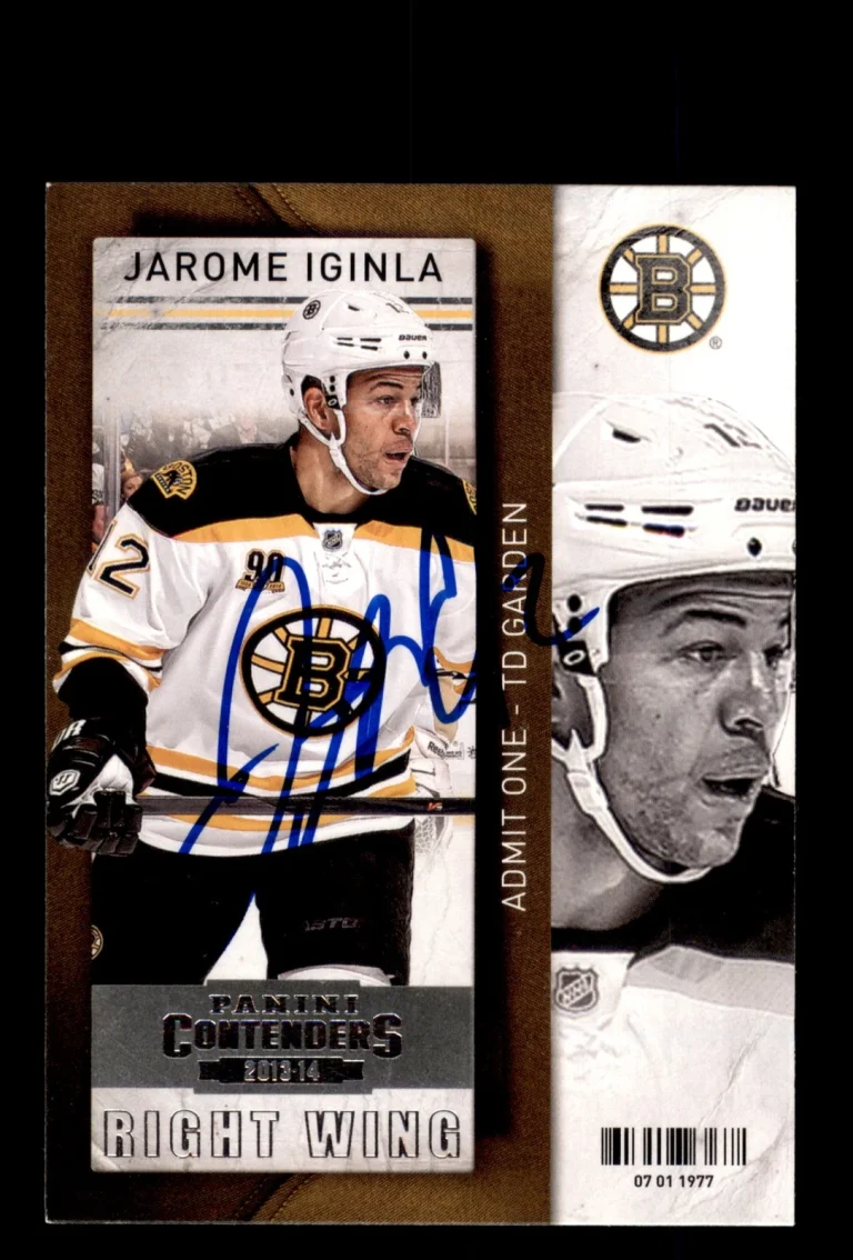 Signed Hockey Card Auto Jarome Iginla 2013-14 Panini Contenders #32 Bruins