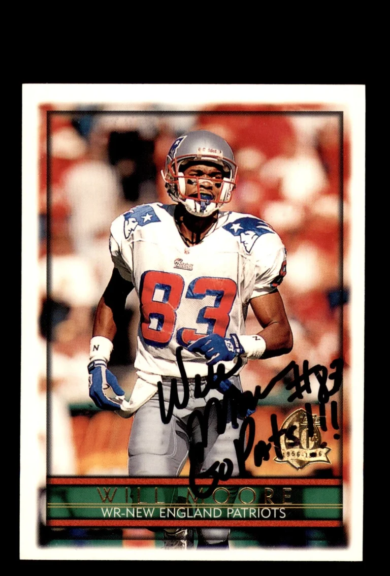Signed Football Card Auto Will Moore 1996 Topps #54 New England Patriots