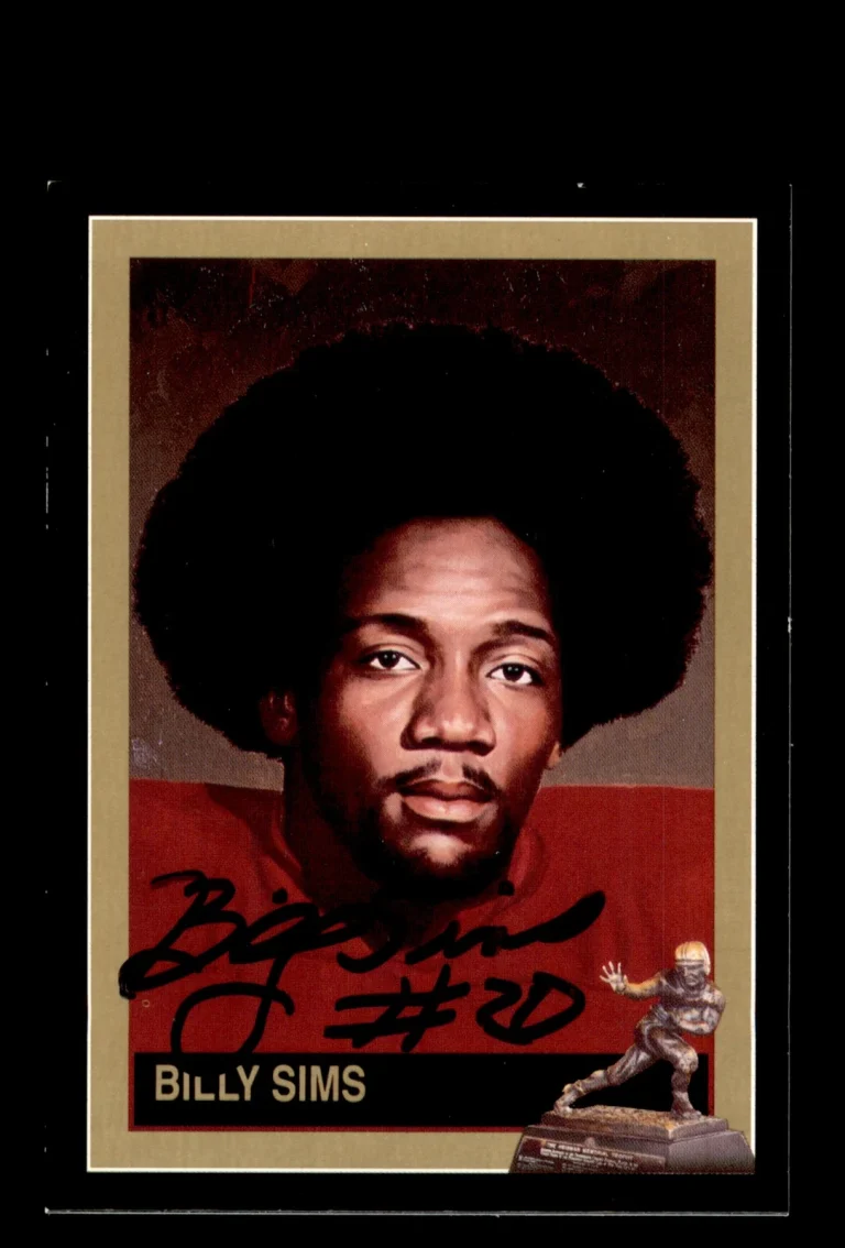 Signed Football Card Auto Billy Sims 1992 Heisman #44 Oklahoma Sooners
