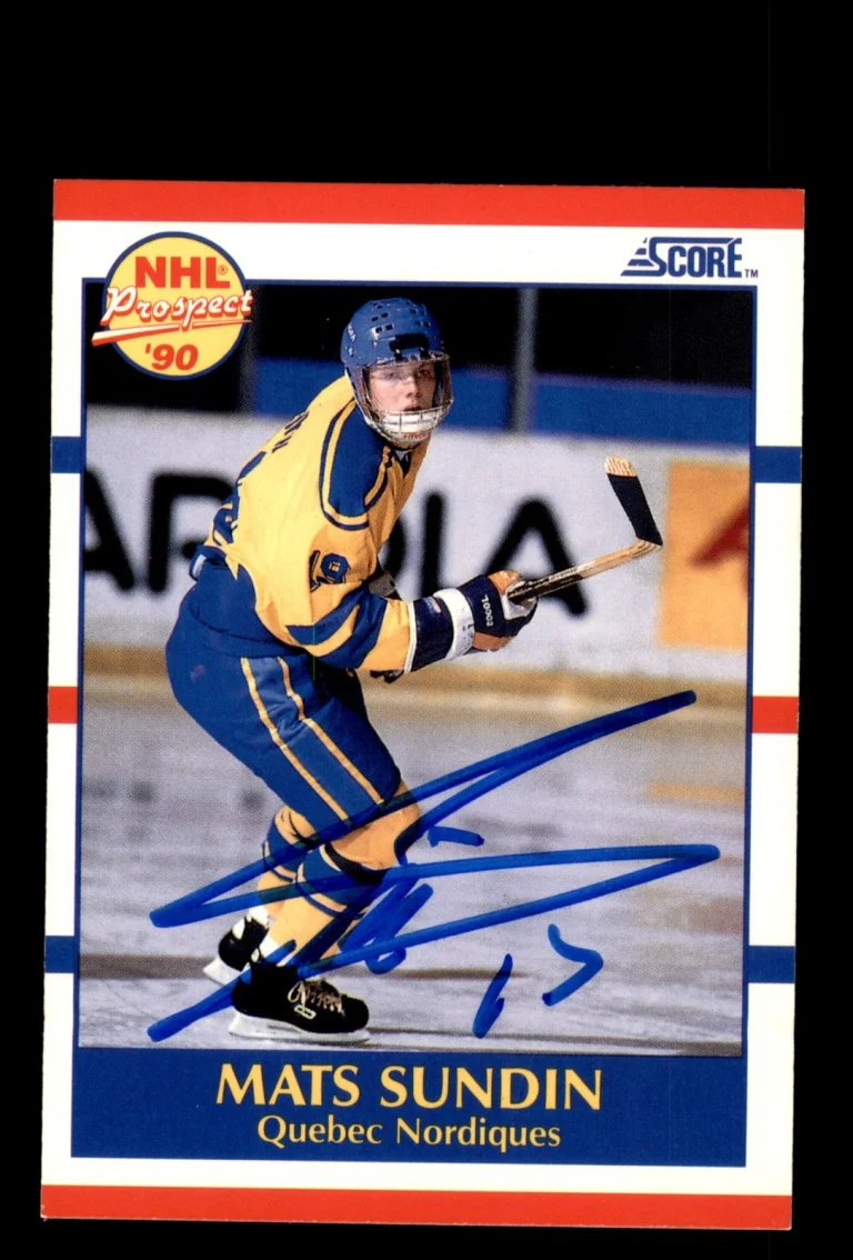 Signed Hockey Card Auto Mats Sundin 1990-91 Score Canadian #398 Quebec Nordiques