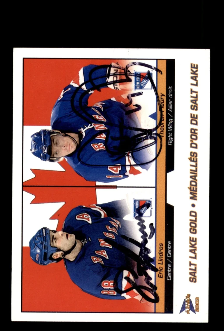 Signed Hockey Card Auto Eric Lindros Theoren Fleury 2002-03 Pacific McDonald's