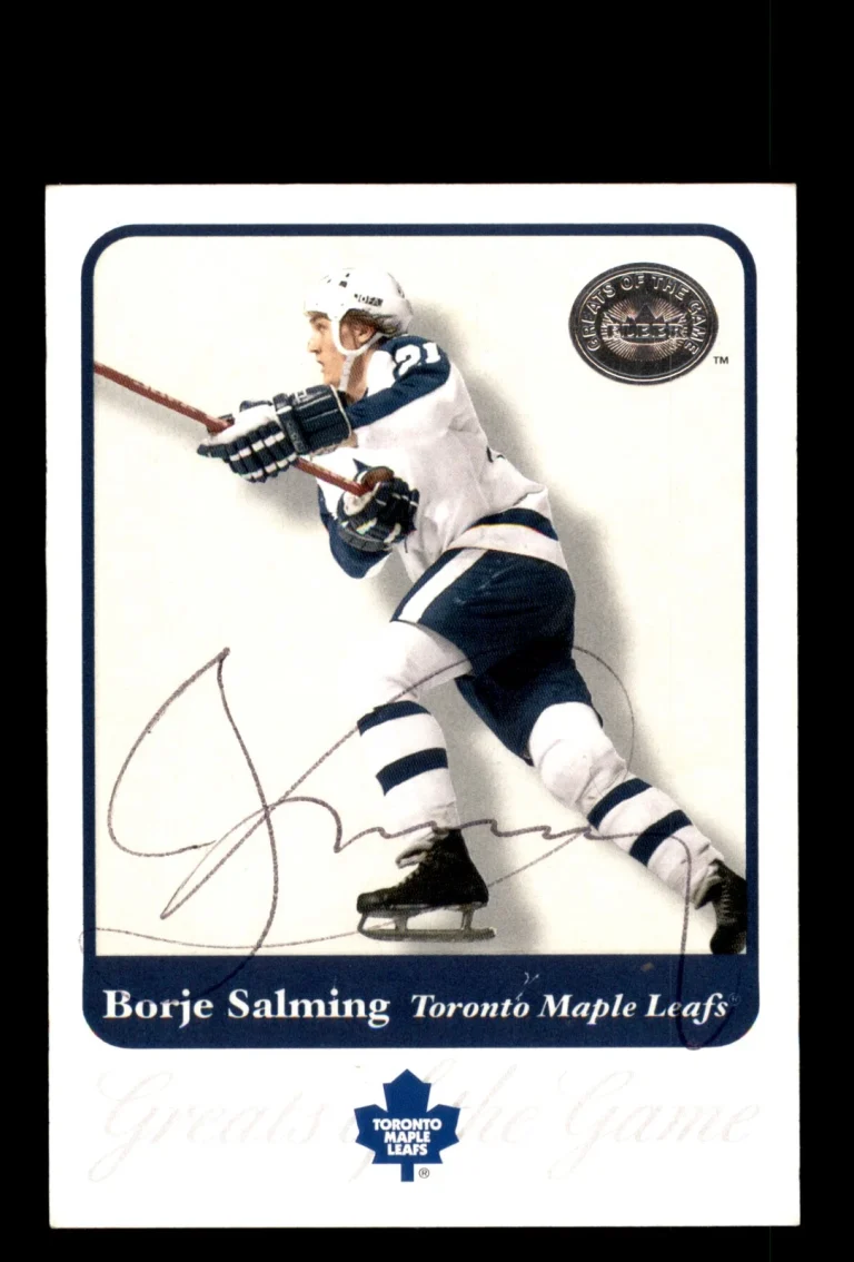 Signed Hockey Card Auto Borje Salming 2001-02 Fleer Greats of the Game #73