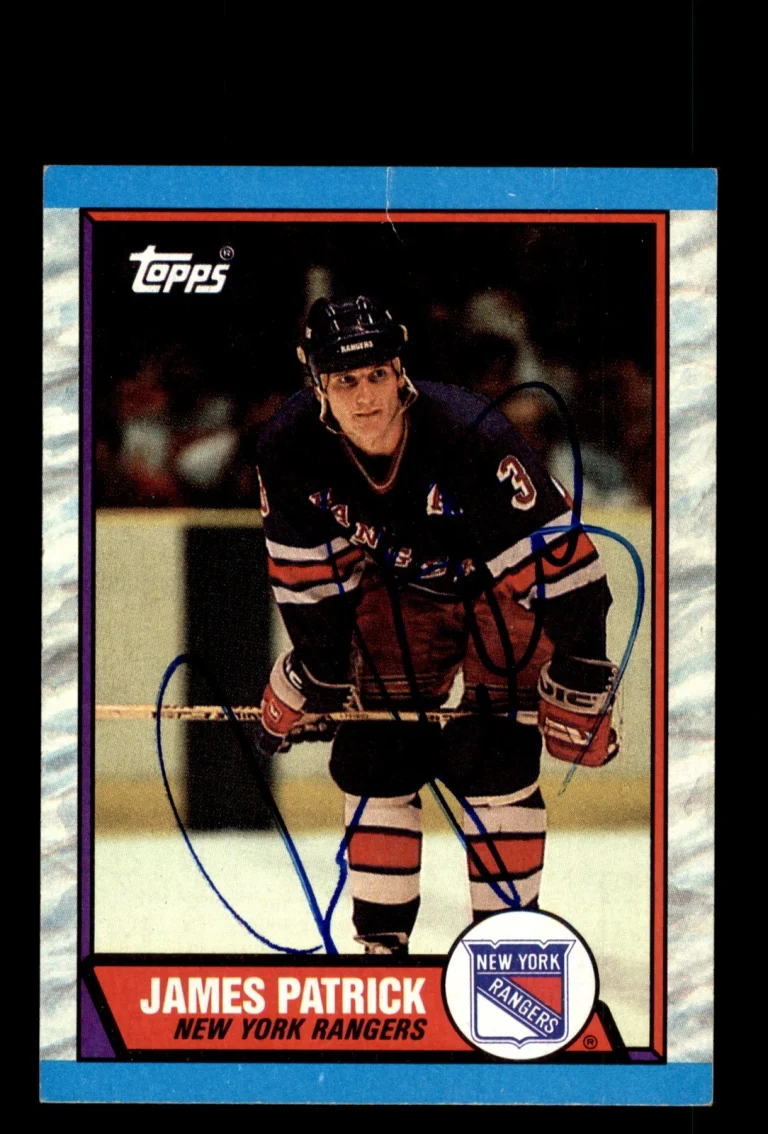 Signed Hockey Card Auto James Patrick 1989-90 Topps #90 New York Rangers