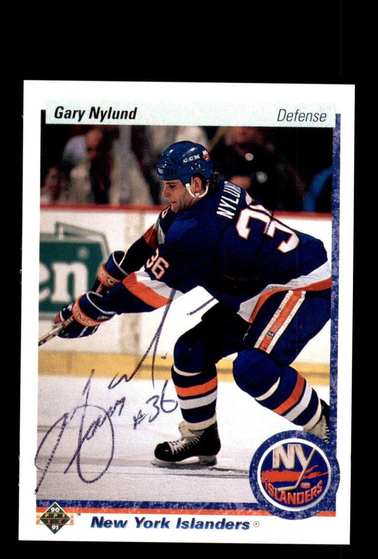 Signed Hockey Card Auto Gary Nylund 1990-91 Upper Deck #139 New York Islanders