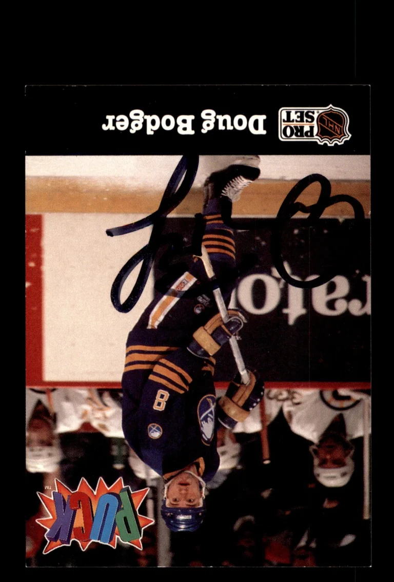 Signed Hockey Card Auto Doug Bodger 1991-92 Pro Set PUCK #3 Buffalo Sabres