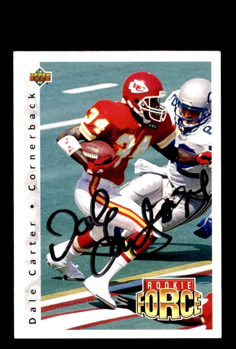 Signed Football Card Auto Dale Carter 1992 Upper Deck #404 Kansas City Chiefs