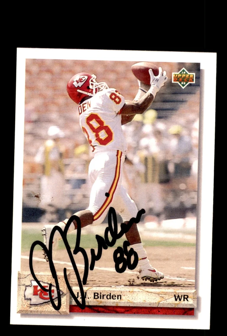 Signed Football Card Auto J.J. Birden 1992 Upper Deck #548 Kansas City Chiefs