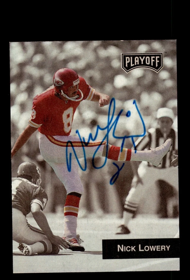 Signed Football Card Auto Nick Lowery 1993 Playoff #82 Kansas City Chiefs