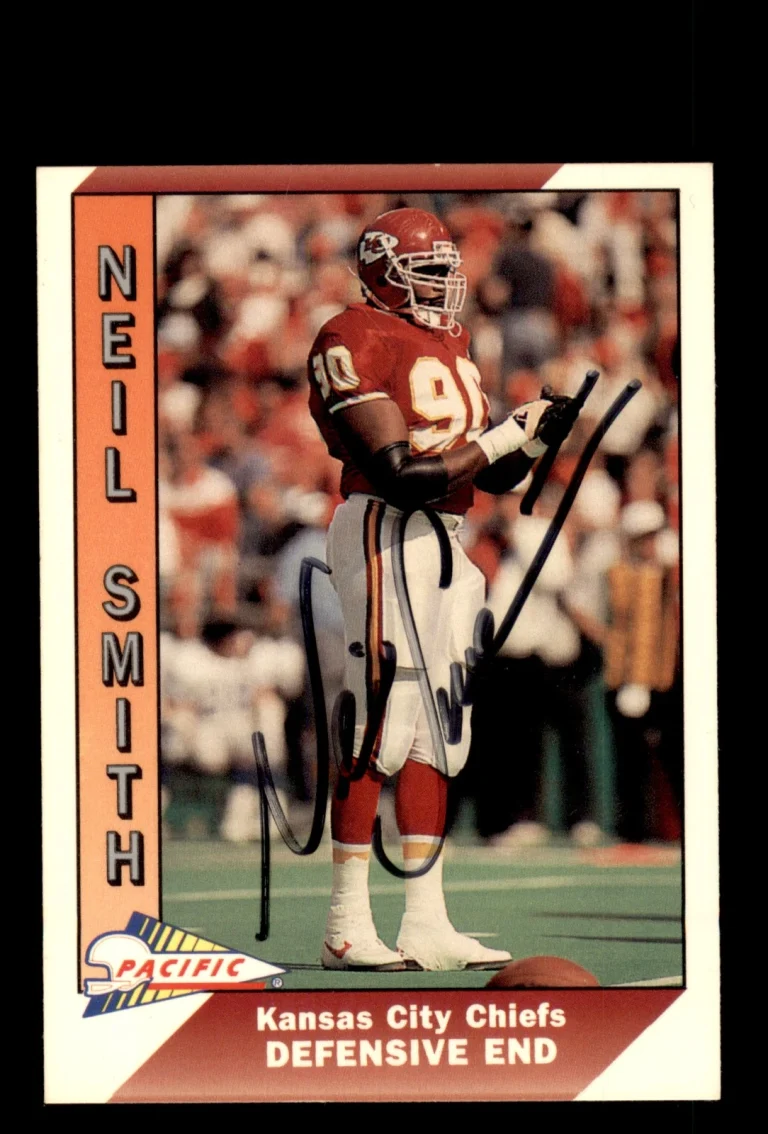 Signed Football Card Auto Neil Smith 1991 Pacific #220 Kansas City Chiefs