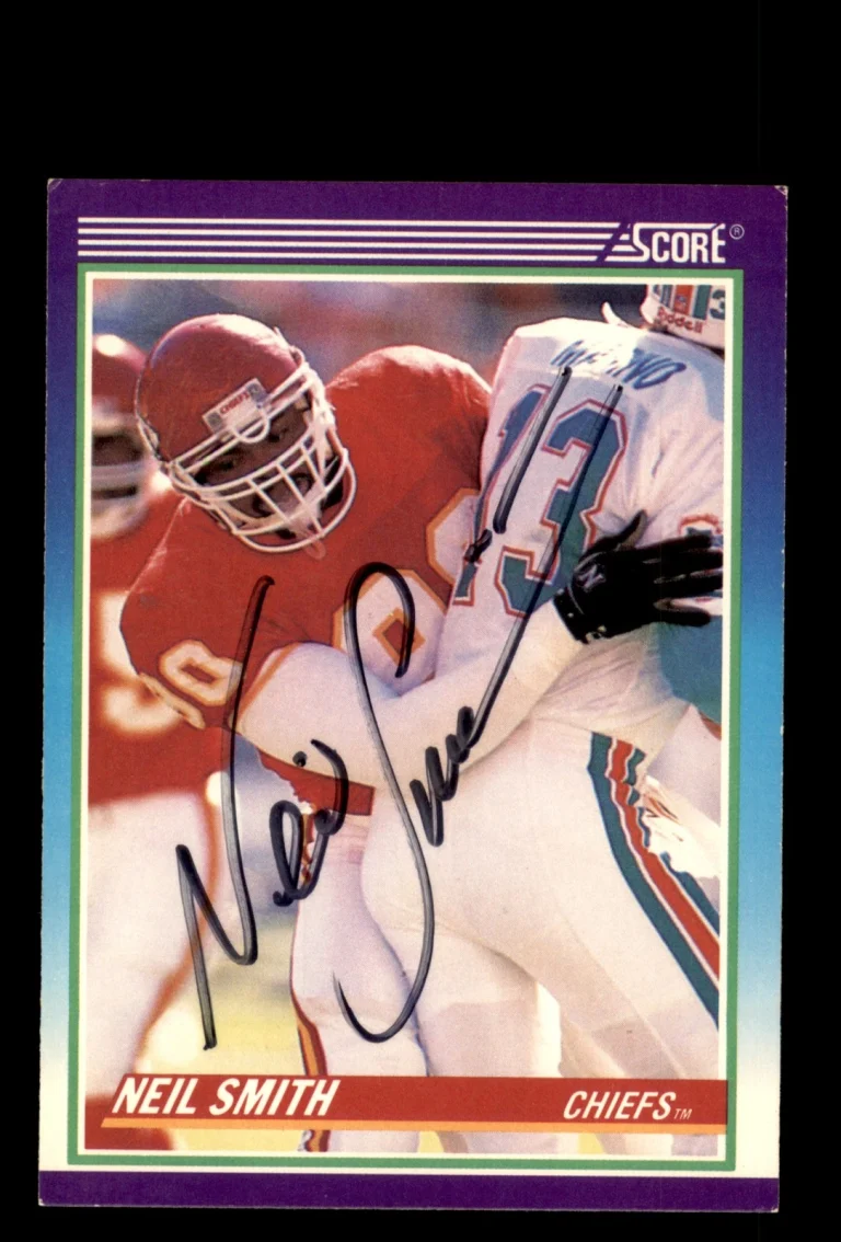 Signed Football Card Auto Neil Smith 1990 Score #507 Kansas City Chiefs