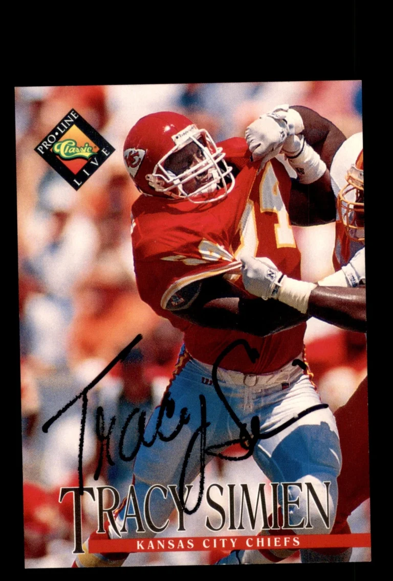 Signed Football Card Auto Tracy Simien 1994 Pro Line Live #202 Chiefs