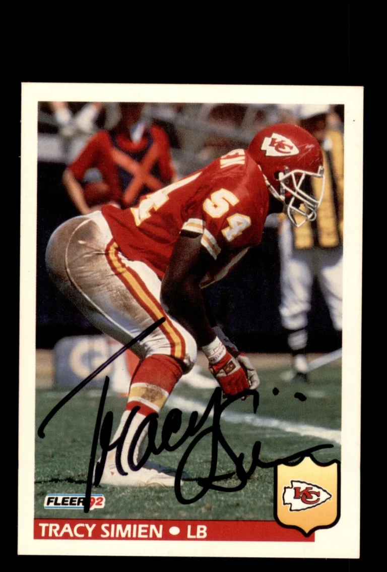 Signed Football Card Auto Tracy Simien 1992 Fleer #182 Kansas City Chiefs