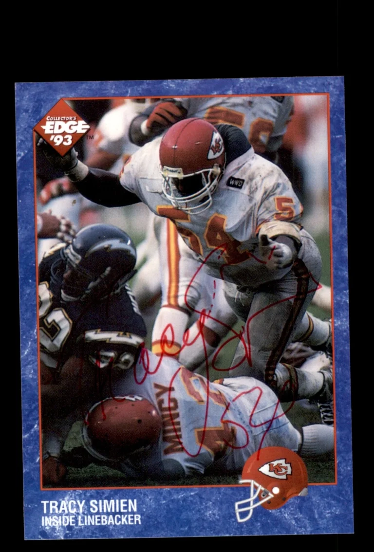 Signed Football Card Auto Tracy Simien 1993 Collector's Edge #105 Chiefs