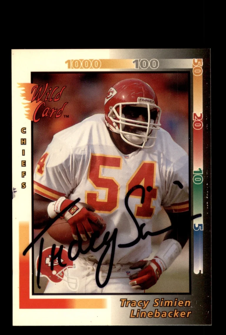 Signed Football Card Auto Tracy Simien 1992 Wild Card #319 Kansas City Chiefs