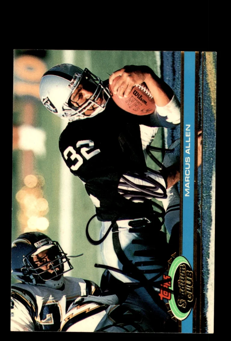 Signed Football Card Auto Marcus Allen 1991 Stadium Club #8 Los Angeles Raiders