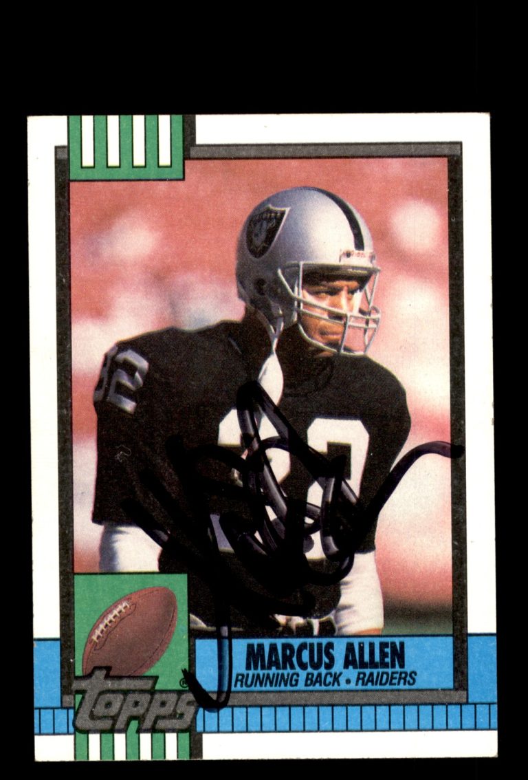 Signed Football Card Auto Marcus Allen 1990 Topps #289 Los Angeles Raiders