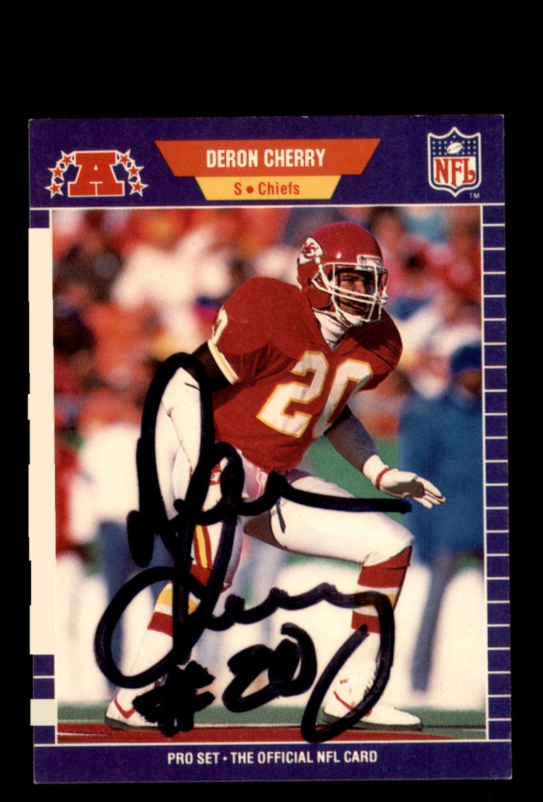 Signed Football Card Auto Deron Cherry 1989 Pro Set #169 Kansas City Chiefs