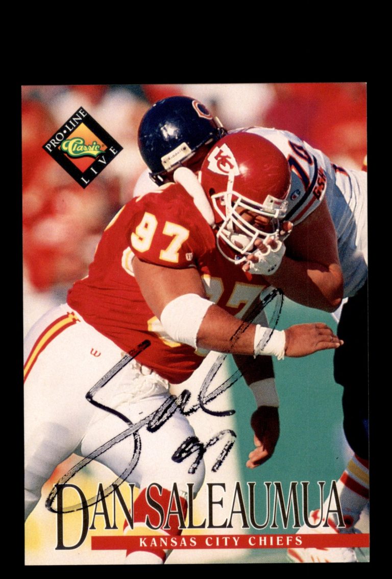 Signed Football Card Auto Dan Saleaumua 1994 Pro Line Live #204 Chiefs