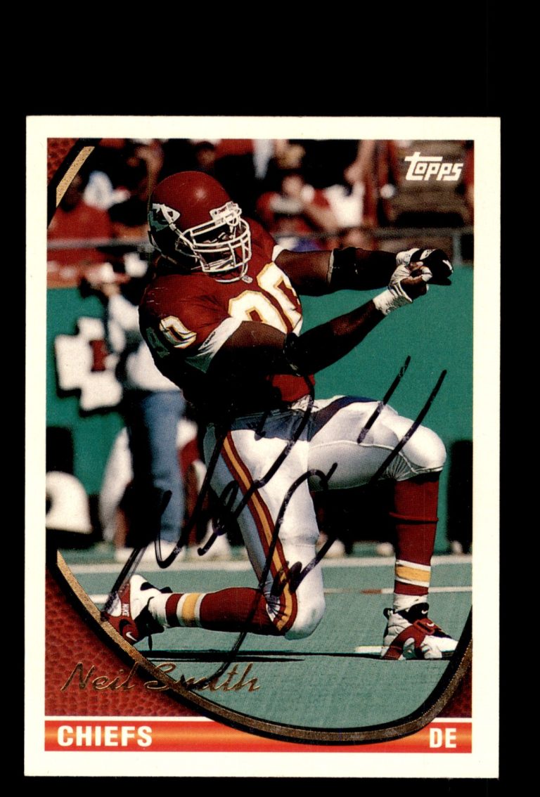 Signed Football Card Auto Neil Smith 1994 Topps #158 Kansas City Chiefs