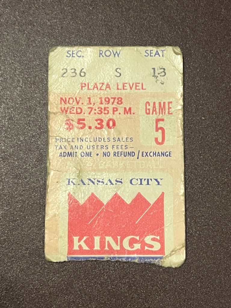 VTG Basketball Ticket Stub Kansas City Kings Cleveland Cavaliers 11/1/1978