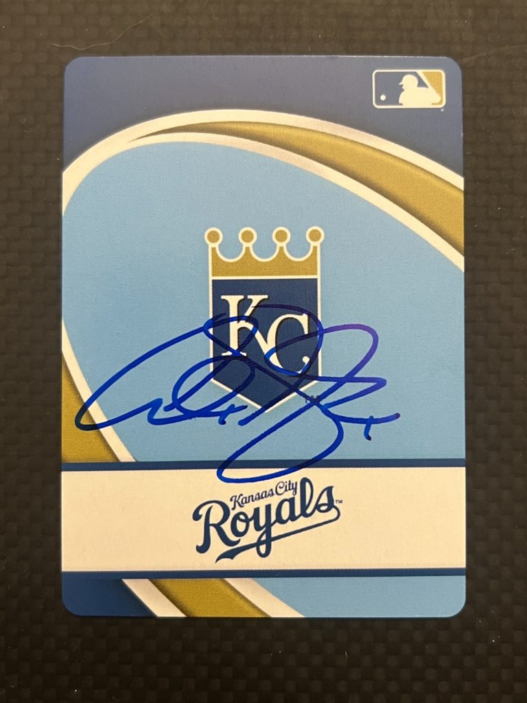 SIGNED BASEBALL LOGO PLAYING CARD AUTO ALEX GORDON KANSAS CITY ROYALS