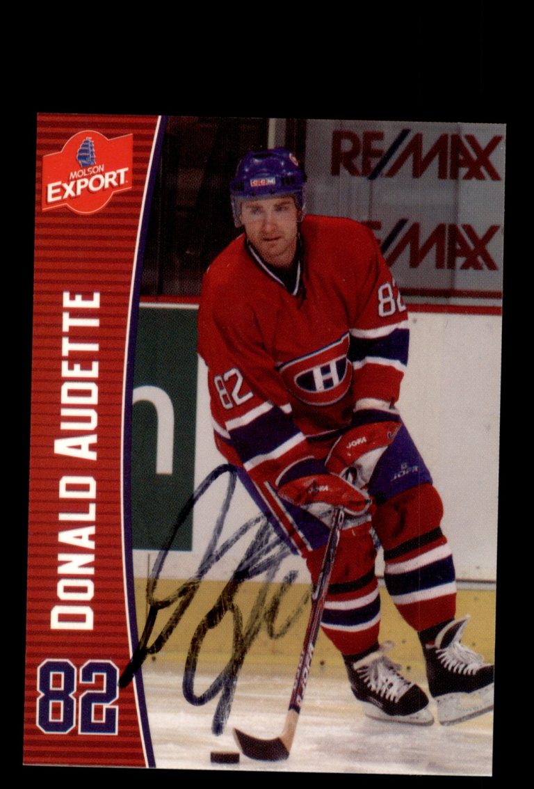 Signed Hockey Card Auto Donald Audette Molson Export Montreal Canadiens Alumni
