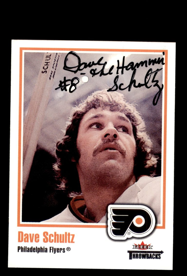 Signed Hockey Card Auto Dave Schultz 2002-03 Fleer Throwbacks #67 Flyers
