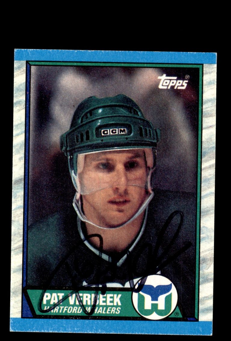 Signed Hockey Card Auto Pat Verbeek 1989-90 Topps #32 Hartford Whalers