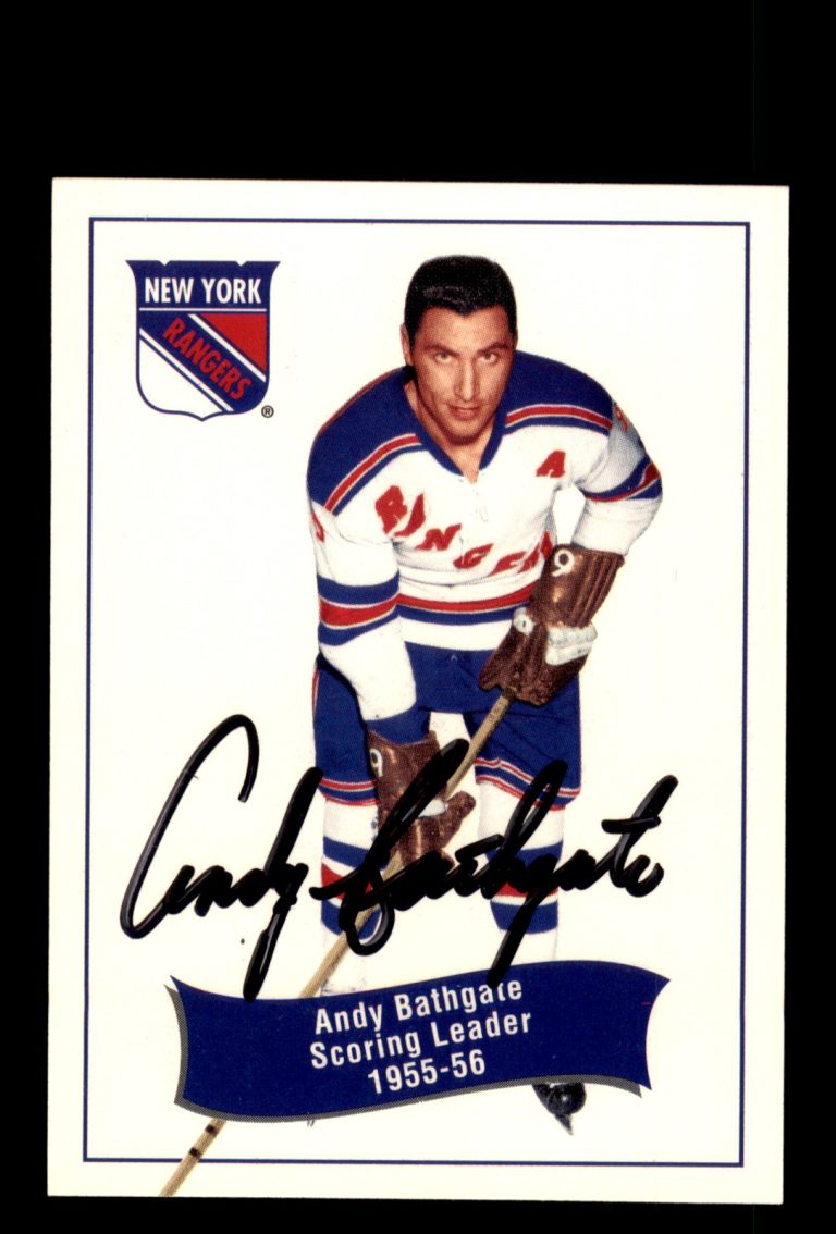 Signed Hockey Card Auto Andy Bathgate 1994 Parkhurst Missing Link 1956-57 #173